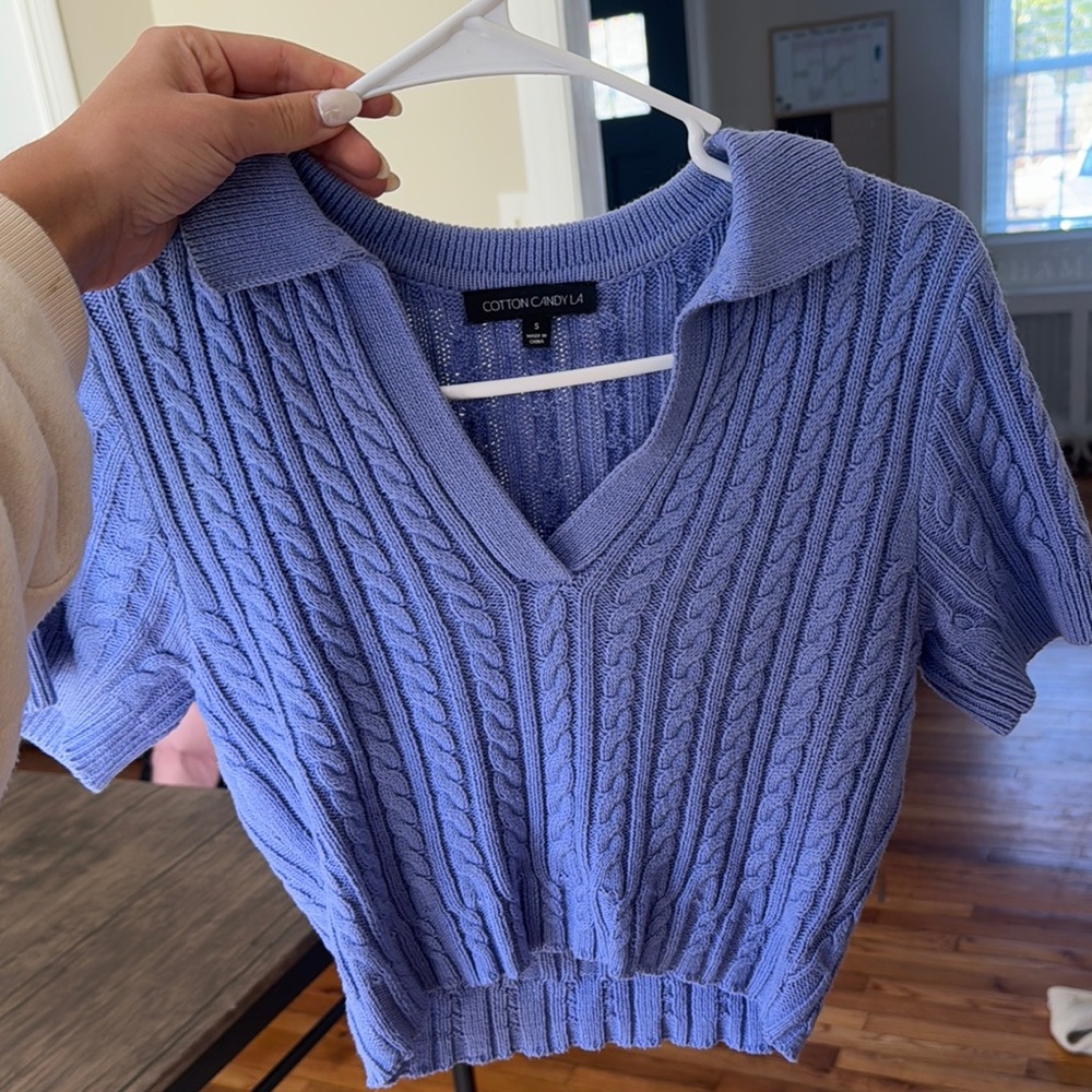 Cotton Candy Women's Blue Cable Knit Top